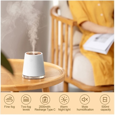 Μίνι δροσερός υγραντής 500ml 2000mah επανακαταλογηστέα 2 υδρονέφωσης των οδηγήσεων USB σε 1 υγραντή